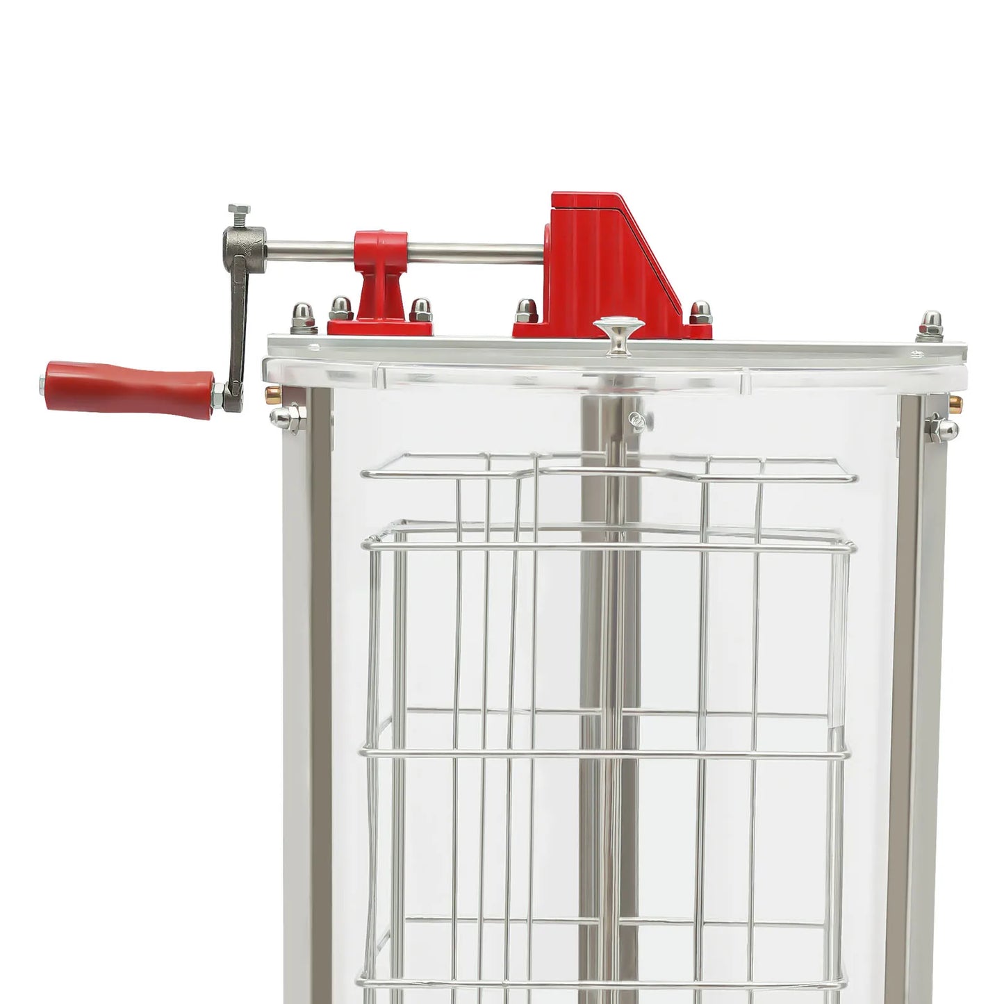 2 Frame Manual Honey Extractor, Acrylic Clear Transparent Beekeeping Tool with Enclosed Gears, Semi-Suspended Basket, Wide Honey Valve, Stable Stand, Easy Clean for Home & Small Farm Use