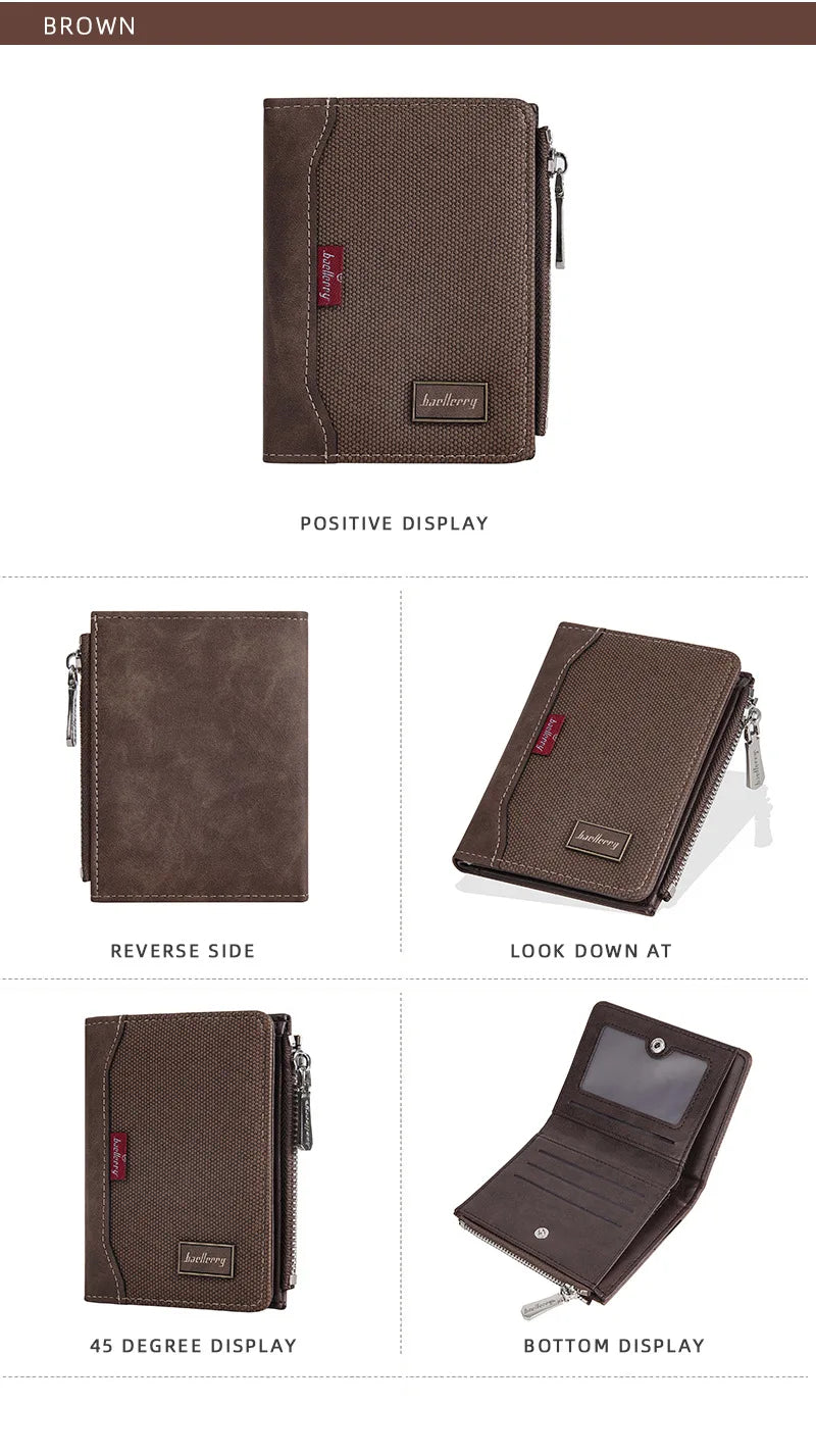 Baellerry Luxury Brand RFID Simple Men's Zipper Wallets Card Holder Male Wallet Photo Holder Coin Pocket Purses for Men