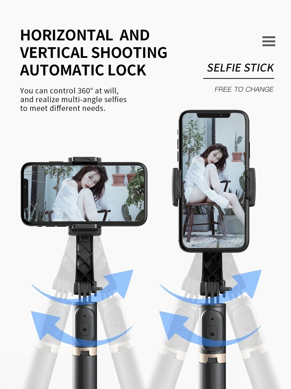 BSLIUFANG NEW mini 360 Rotation Following Shooting Mode Stabilizer Gimbal For Smartphone Live Photography Selfie Stick Tripod