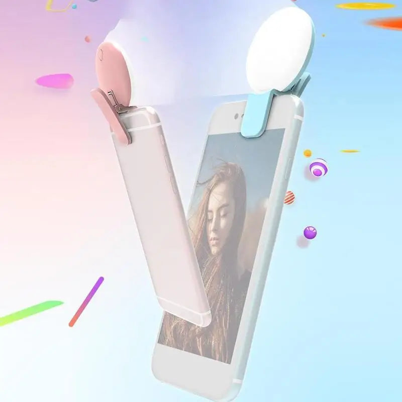 Light Mobile Phone Fill Flash Lens Portable LED External Fill Light Mini Circular Fill Light Clip For IPhone