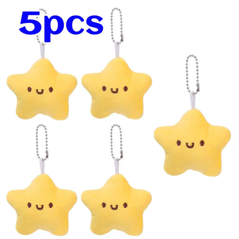 Cartoon Cute Squeezing Stars Plush Toy Keychain for Women Men Fluffy Soft Bag Pendant Mini Yellow Keyring Charms Keyring Gifts