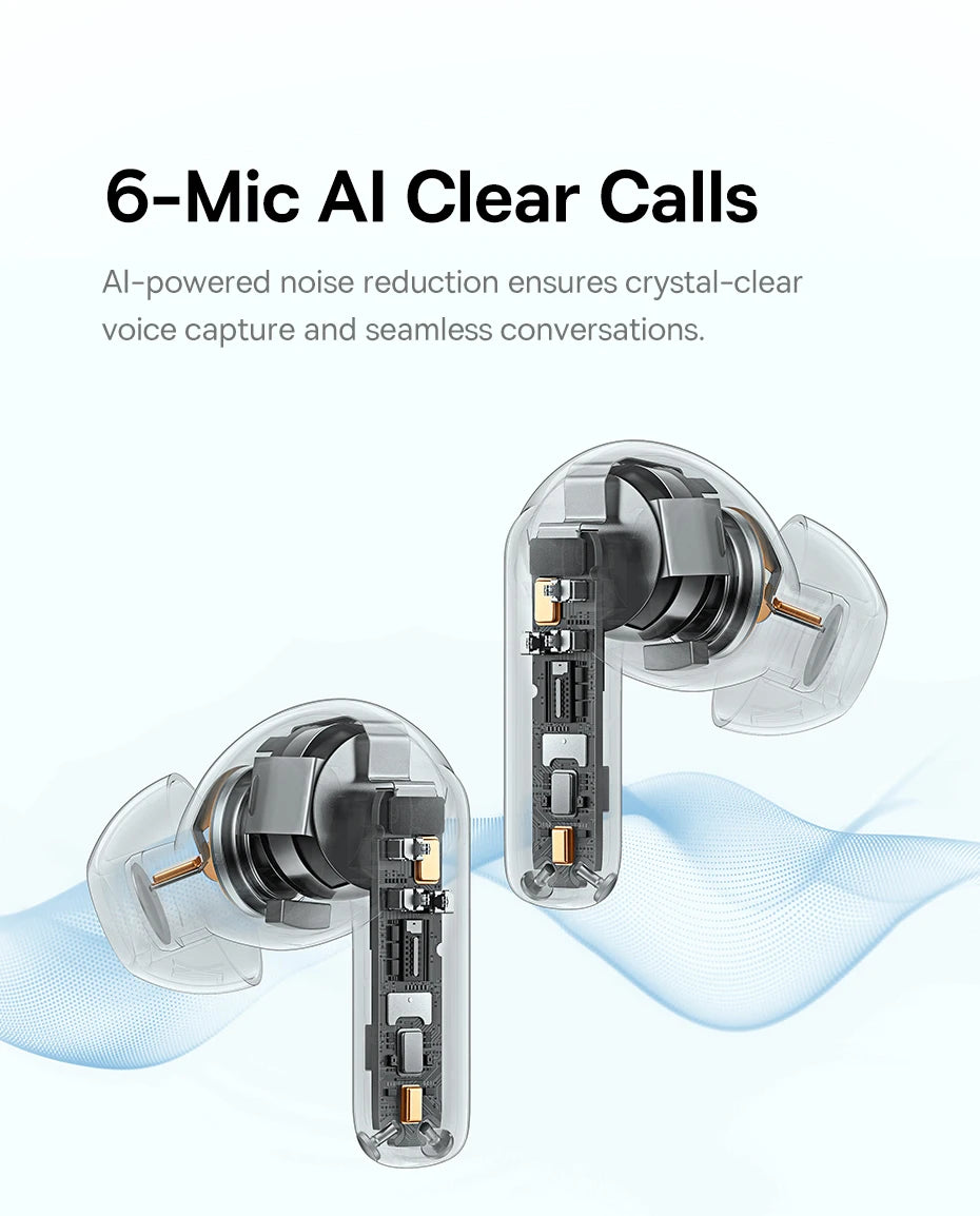 Baseus EP10 Pro ANC Earbuds Wireless Bluetooth 6.0 Earphones 50dB Realtime Adaptive Headphones 6 Mic Hi-Res LDAC IP55  Ear Buds