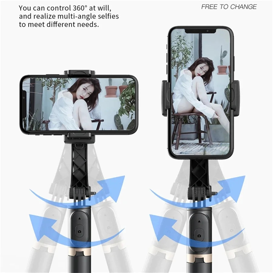 BSLIUFANG NEW mini 360 Rotation Following Shooting Mode Stabilizer Gimbal For Smartphone Live Photography Selfie Stick Tripod