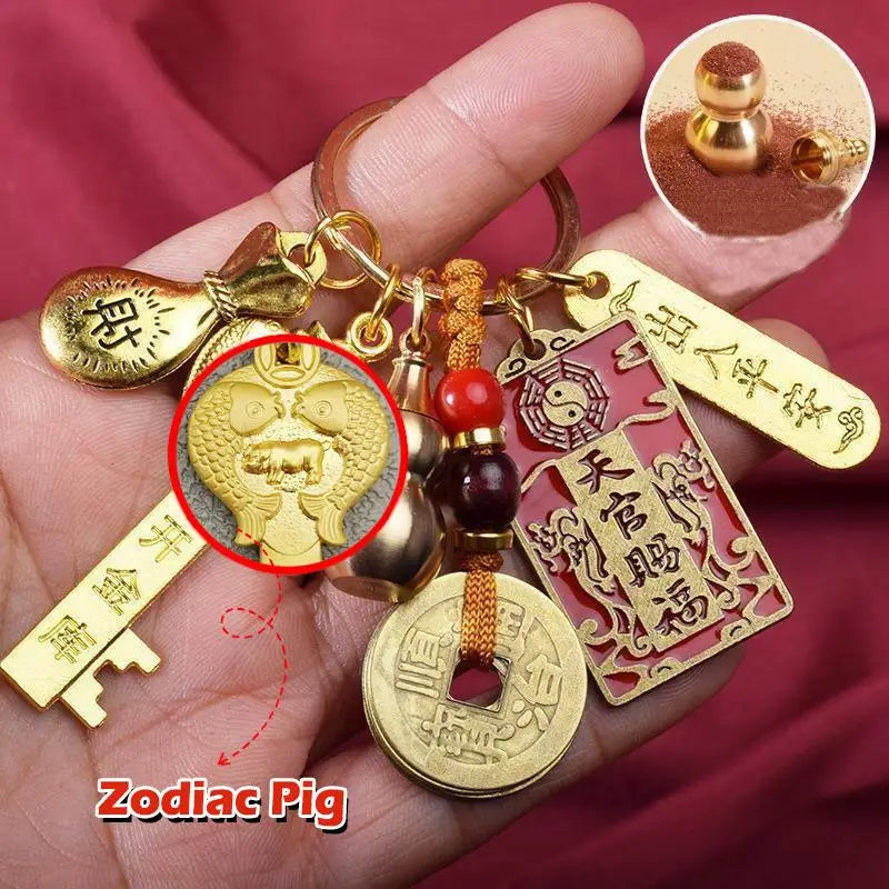 Chinese Zodiac Blessing Keychain 2026 New Year Gifts for Friends Lucky Charm for Car Keys Bags Valentine's Day Birthday Gift