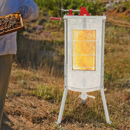 2 Frame Manual Honey Extractor, Acrylic Clear Transparent Beekeeping Tool with Enclosed Gears, Semi-Suspended Basket, Wide Honey Valve, Stable Stand, Easy Clean for Home & Small Farm Use