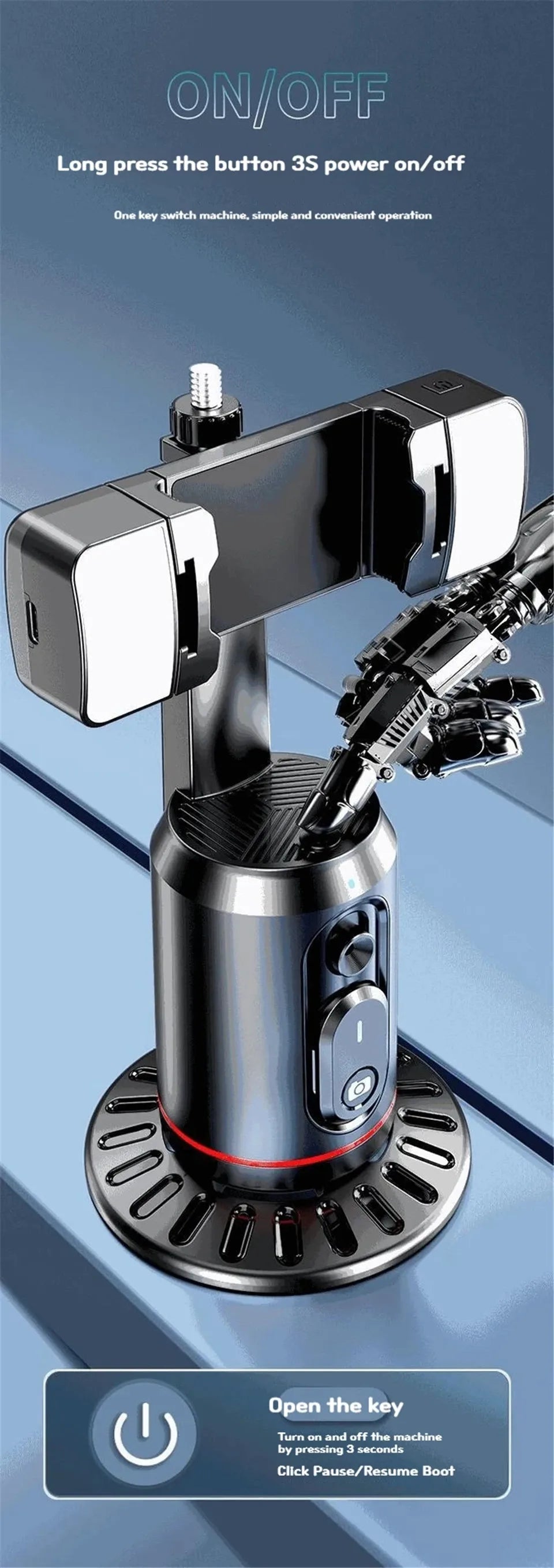 FANGTUOSI 360 Rotation Follow-up Gimbal Stabilizer Monopod Desktop Tracking Gimbal with Remote for Phone Tiktok Live Photography