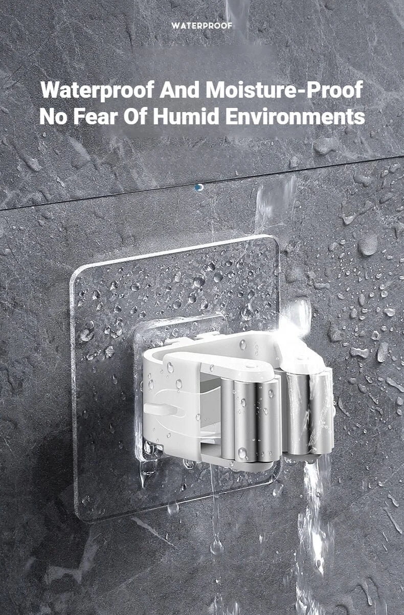 Self-Adhesive Mop Holder – Wall-Mounted Storage Rack