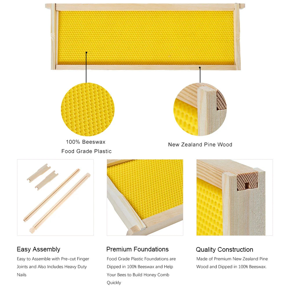 10-Piece Wooden Langstroth Beehive Frames – Square Design, Natural Wood, Beekeeping Supplies for Honey Production & Agricultural