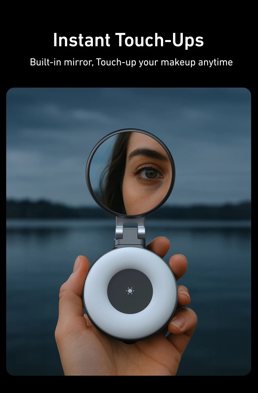 TELESIN Magnetic Fill Light Mini Selfie Light 3 Modes Adjustable Brightness with iPhone Magsafe 360° LED Selfie Ring Fill Light