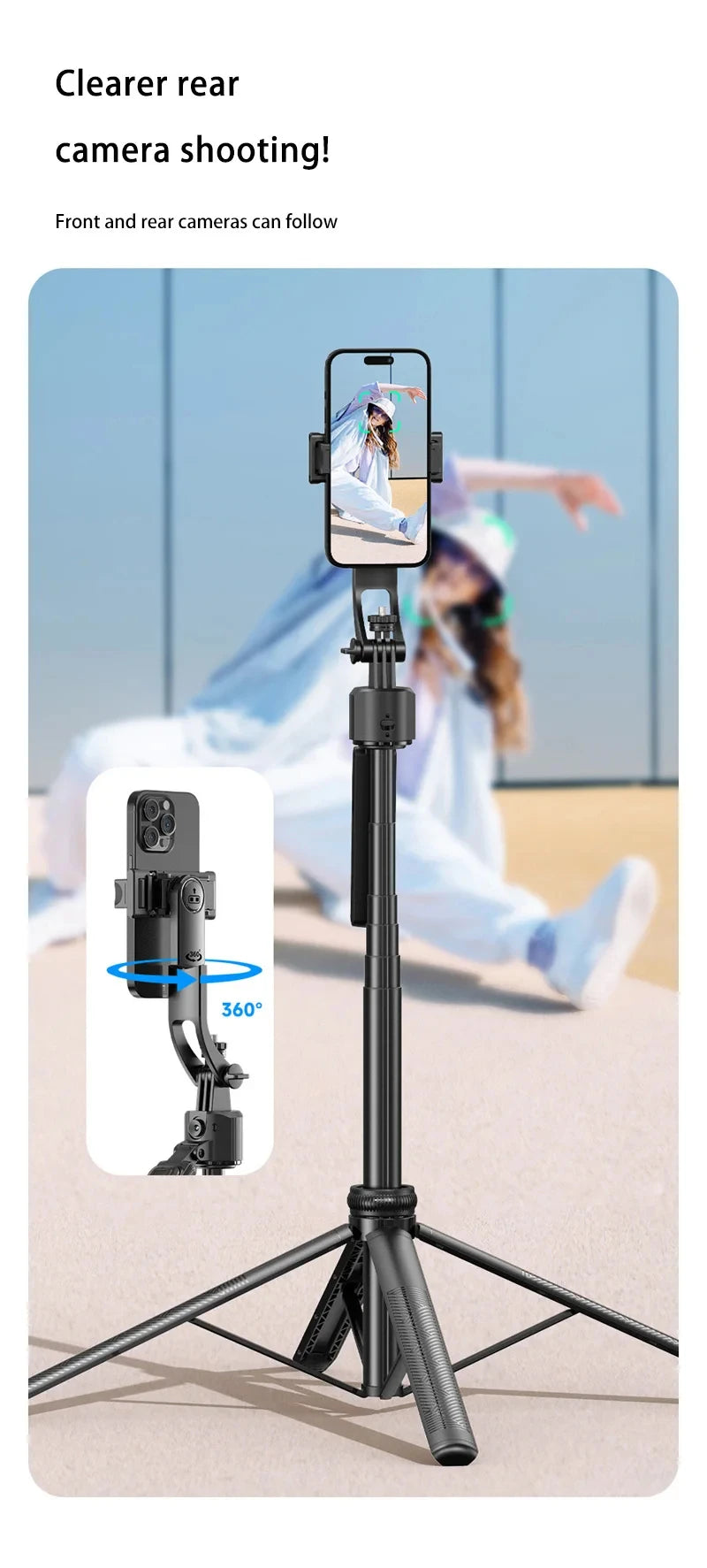 C17 Selfie Stick Intelligent Ai Mobile Follow-Up Anti Shake Retractable Pan Tilt Automatic Camera Tool Phone Holder