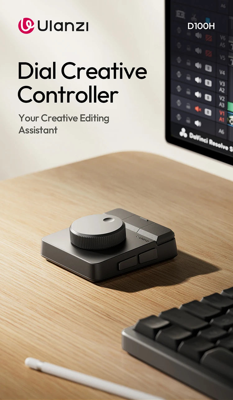 Ulanzi D100H Dial Creative Controller Video Editing Assistant for Youtube Tiktok PR PS Support Bluetooth Key Production Console