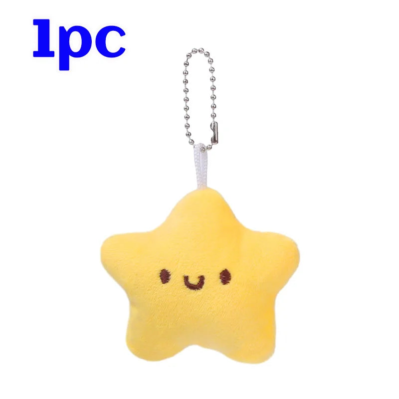 Cartoon Cute Squeezing Stars Plush Toy Keychain for Women Men Fluffy Soft Bag Pendant Mini Yellow Keyring Charms Keyring Gifts