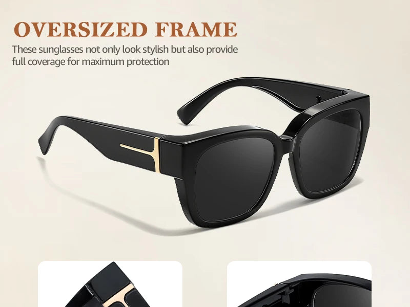 Coolear Fit Over Sunglasses Mens Womens Polarised, Wear Over Glasses Sunglasses Ladies Sun Spectacles for Driving Walking Sport UV400 Protection