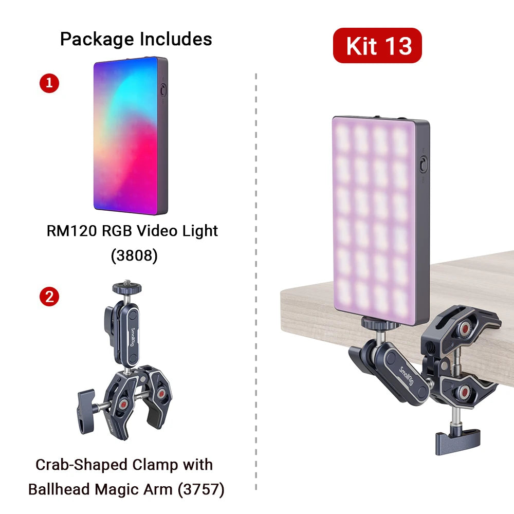 SmallRig RM120 Long-Battery-Life RGB Video Light Universal RGB Camera Light Portable Full Colors All-Metal Light for TikTok 3808