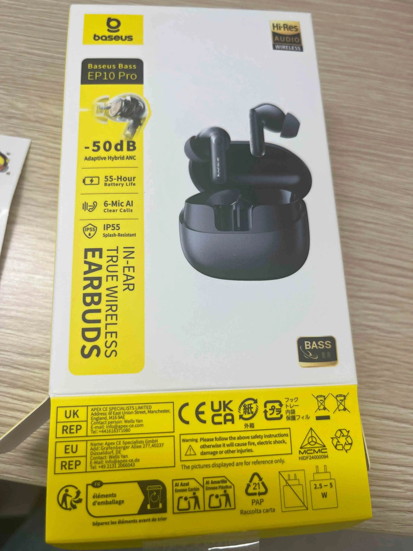 Baseus EP10 Pro ANC Earbuds Wireless Bluetooth 6.0 Earphones 50dB Realtime Adaptive Headphones 6 Mic Hi-Res LDAC IP55  Ear Buds
