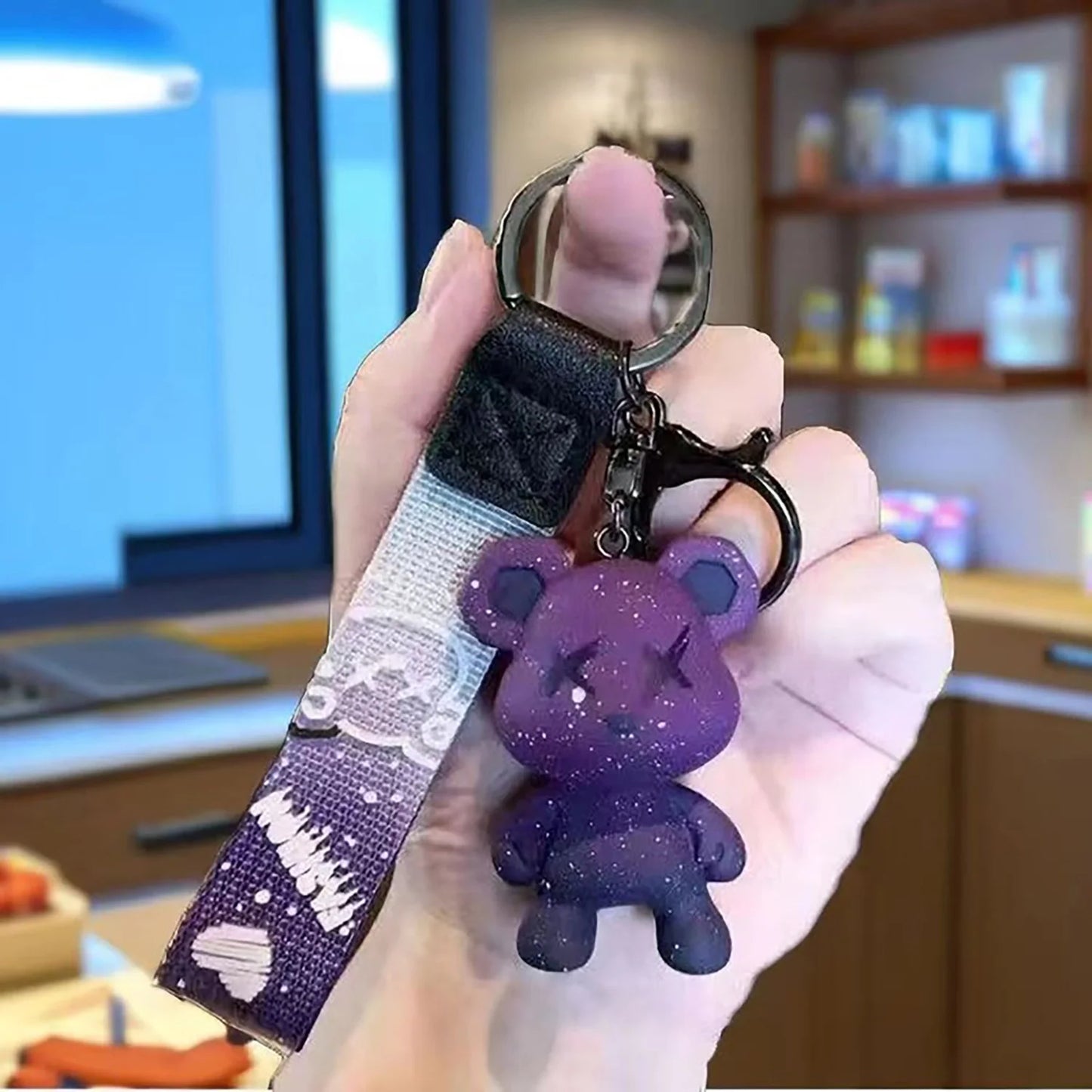 Gradient Color Little Bear Keychain PVC Material Cute Style Bag Charm Cartoon Doll Car Key Chain Gift A17