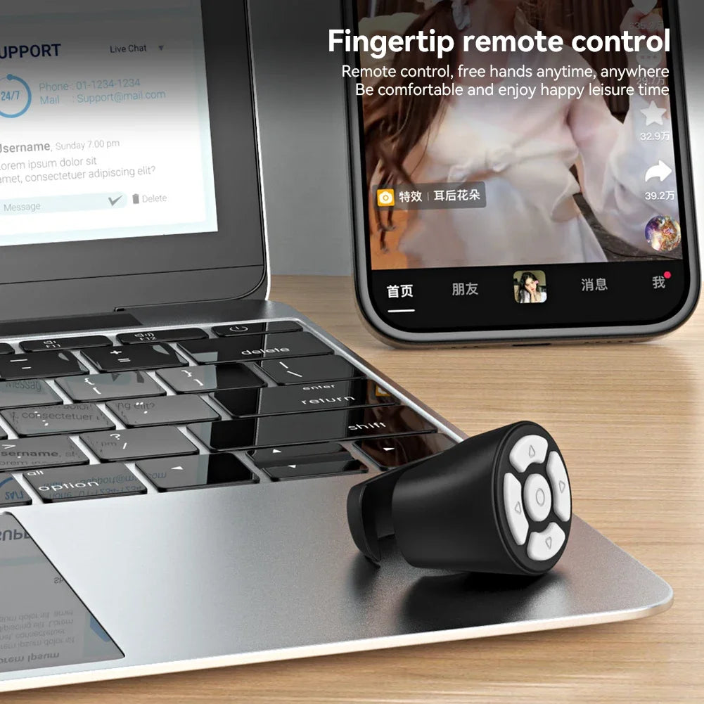 Finger Remote Control Scrolling Ring Tiktoks Remote Mobile Phone Video Remote Control Selfie Stick Camera Bluetoothcompatible