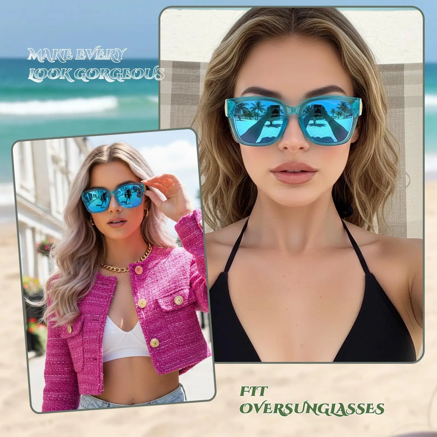 Coolear Fit Over Sunglasses Mens Womens Polarised, Wear Over Glasses Sunglasses Ladies Sun Spectacles for Driving Walking Sport UV400 Protection