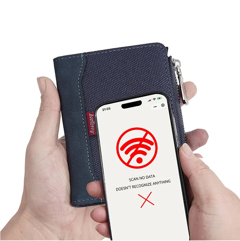 Baellerry Luxury Brand RFID Simple Men's Zipper Wallets Card Holder Male Wallet Photo Holder Coin Pocket Purses for Men