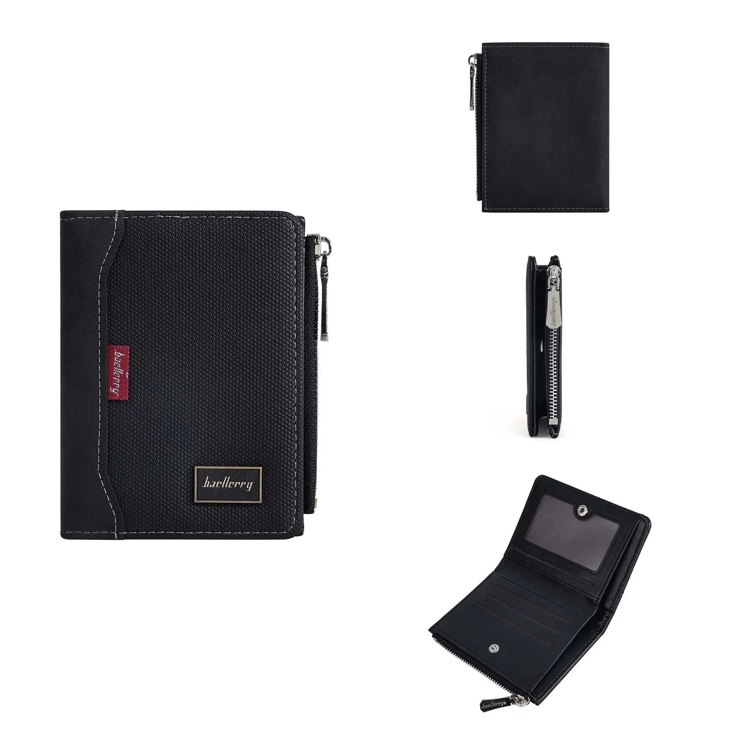 Baellerry Luxury Brand RFID Simple Men's Zipper Wallets Card Holder Male Wallet Photo Holder Coin Pocket Purses for Men