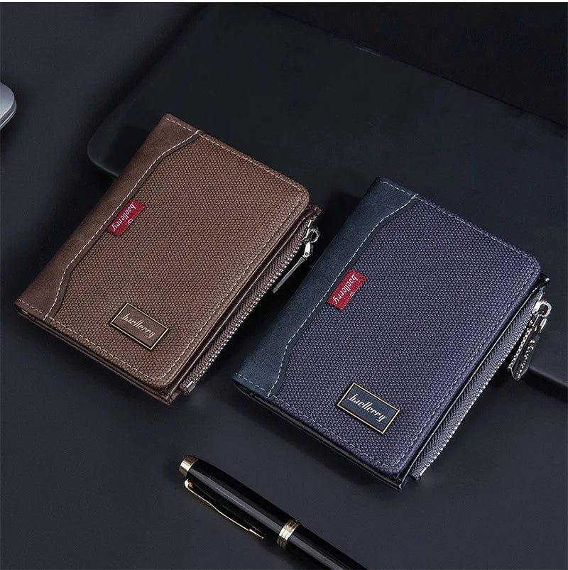Baellerry Luxury Brand RFID Simple Men's Zipper Wallets Card Holder Male Wallet Photo Holder Coin Pocket Purses for Men