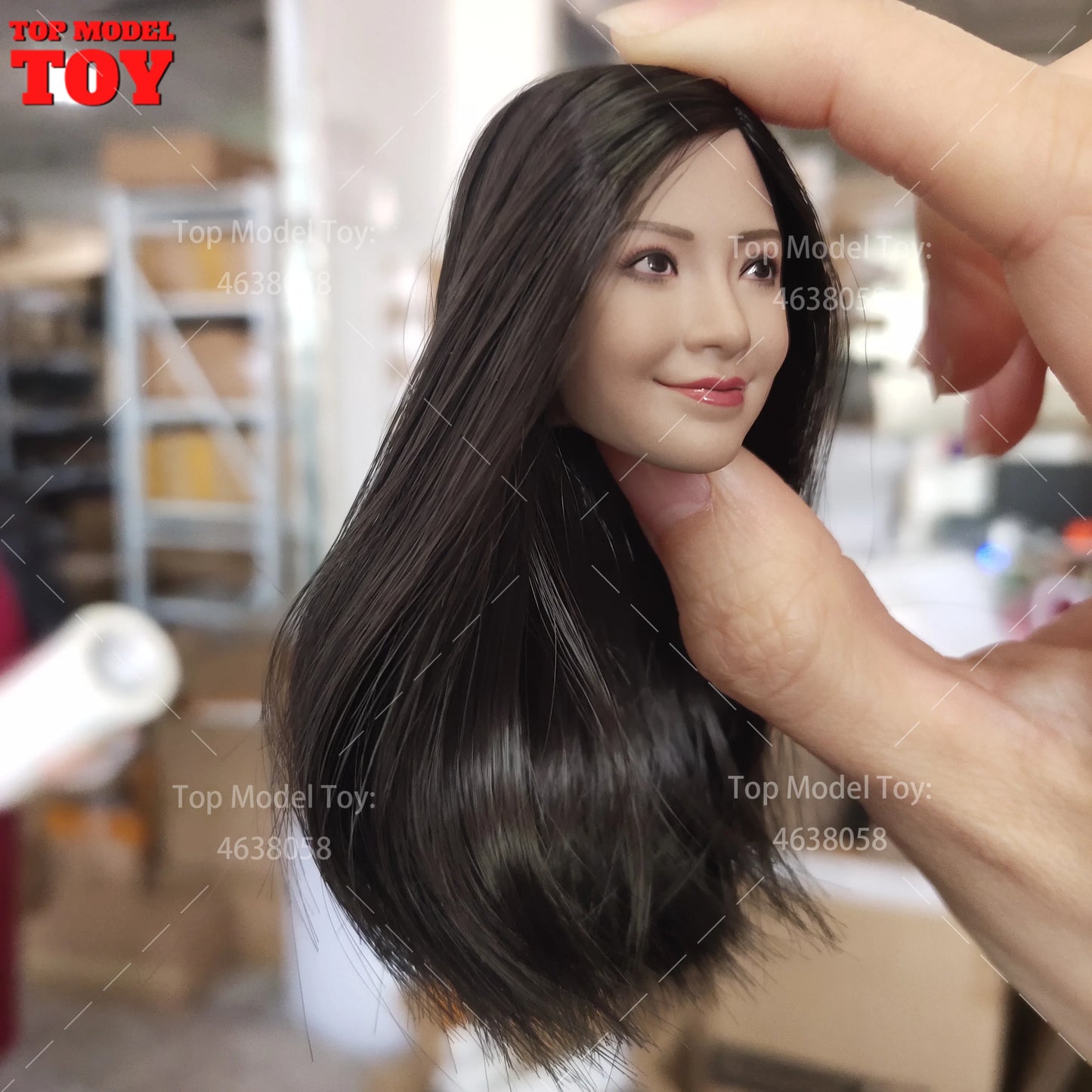 VERYCOOL FX10 1/6 Angelababy Head Sculpt Black Long Hair Head Carving Middle Bust Model Fit 12'' Female Soldier Action Figure