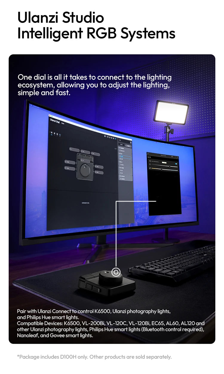 Ulanzi D100H Dial Creative Controller Video Editing Assistant for Youtube Tiktok PR PS Support Bluetooth Key Production Console