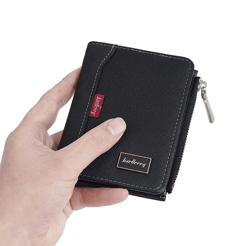 Baellerry Luxury Brand RFID Simple Men's Zipper Wallets Card Holder Male Wallet Photo Holder Coin Pocket Purses for Men