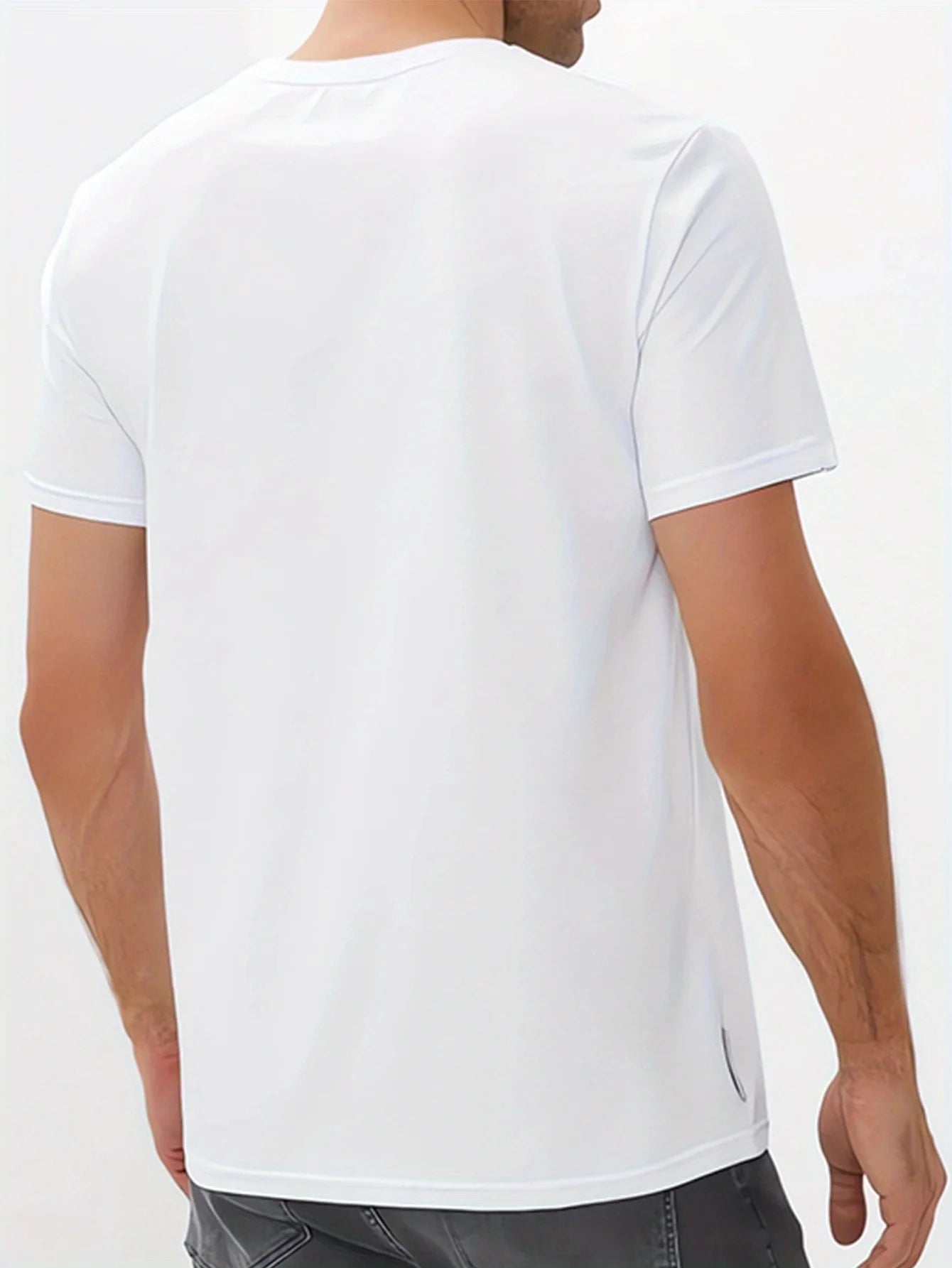 Men'S Fashionable Letter Bear Pattern Printed T-Shirt, Soft Round Neck, Comfortable Fit, Pure Fabric, Men'S T-Shirt, Summer Casual Short Sleeved T-Shirt