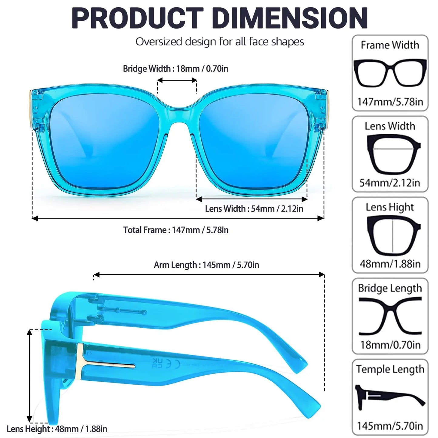 Coolear Fit Over Sunglasses Mens Womens Polarised, Wear Over Glasses Sunglasses Ladies Sun Spectacles for Driving Walking Sport UV400 Protection