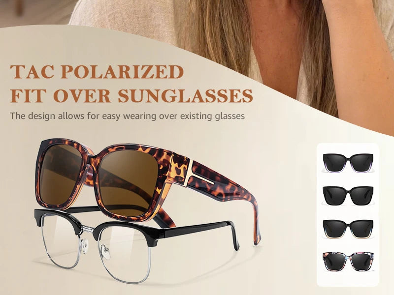 Coolear Fit Over Sunglasses Mens Womens Polarised, Wear Over Glasses Sunglasses Ladies Sun Spectacles for Driving Walking Sport UV400 Protection