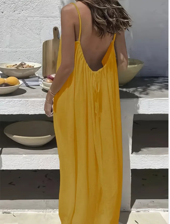 2026 New Women's Strap Dress Open-Back Loose Homewear Dress