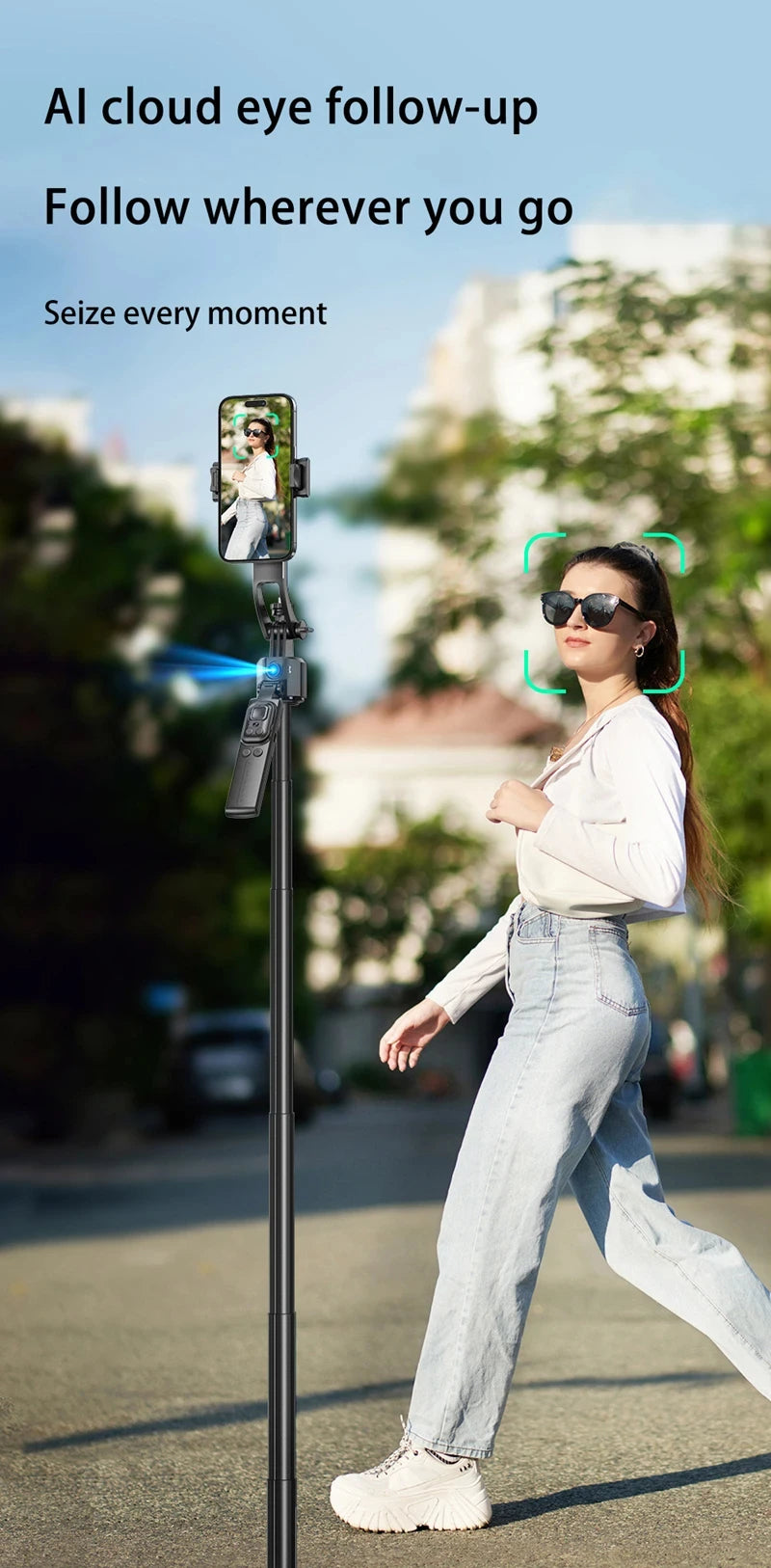 C17 Selfie Stick Intelligent Ai Mobile Follow-Up Anti Shake Retractable Pan Tilt Automatic Camera Tool Phone Holder