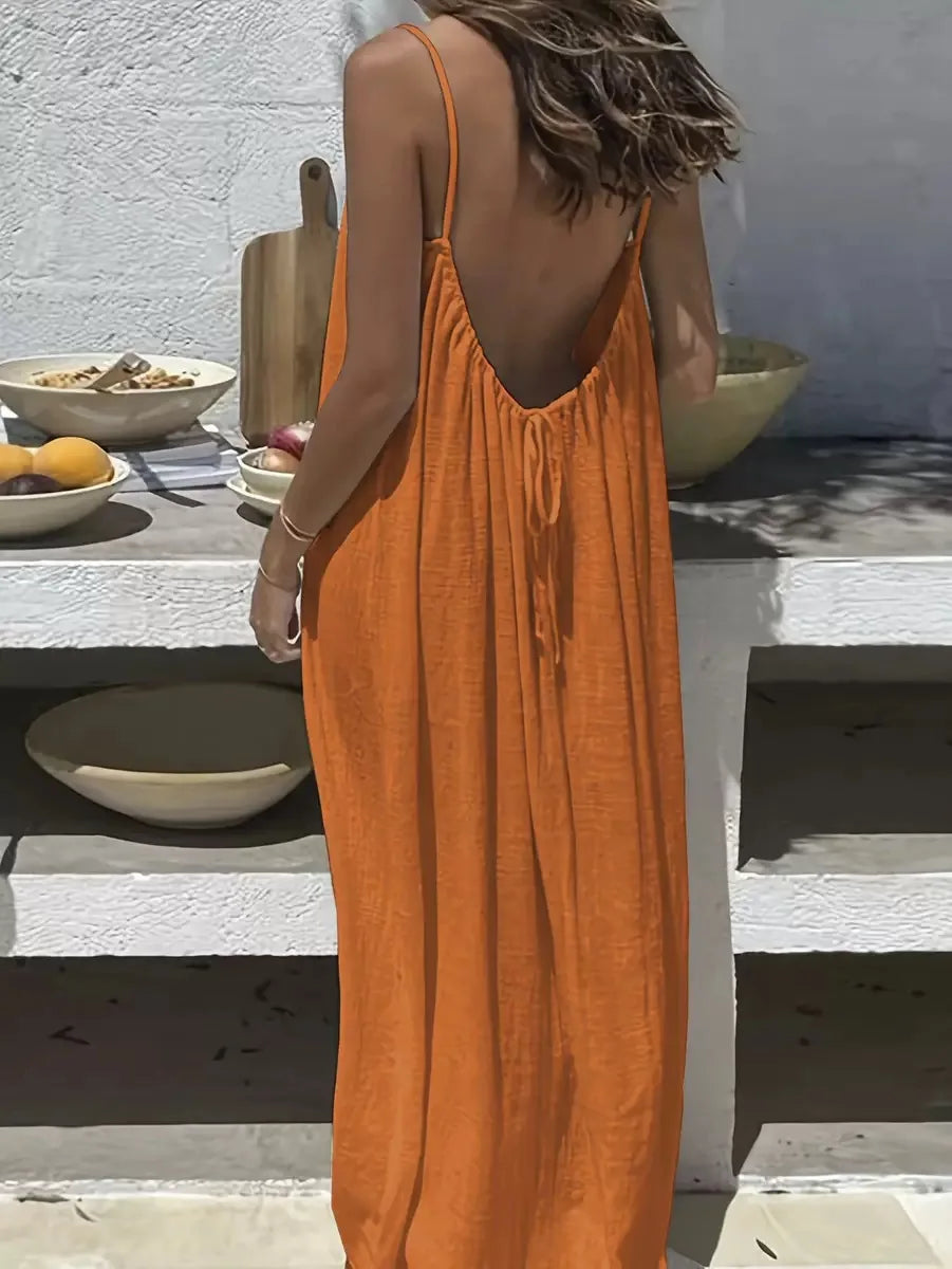 2026 New Women's Strap Dress Open-Back Loose Homewear Dress