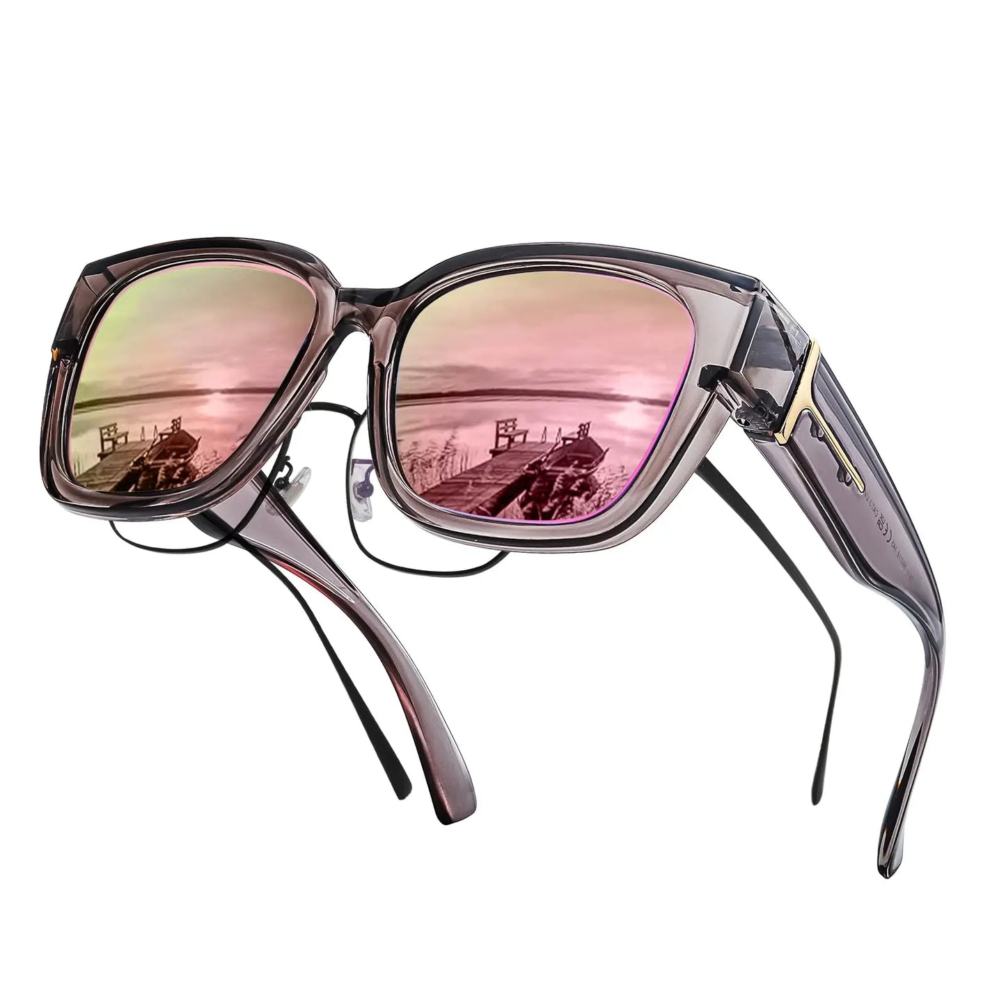 Coolear Fit Over Sunglasses Mens Womens Polarised, Wear Over Glasses Sunglasses Ladies Sun Spectacles for Driving Walking Sport UV400 Protection
