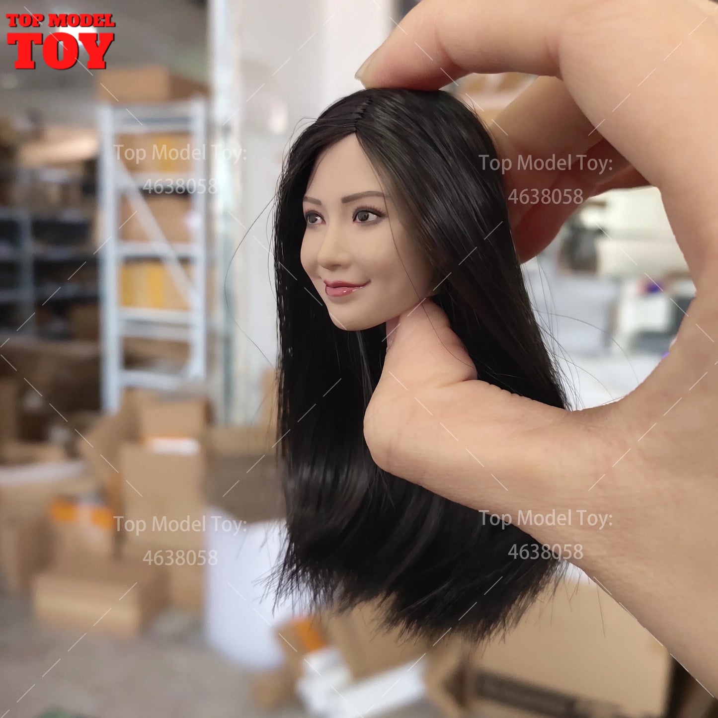 VERYCOOL FX10 1/6 Angelababy Head Sculpt Black Long Hair Head Carving Middle Bust Model Fit 12'' Female Soldier Action Figure
