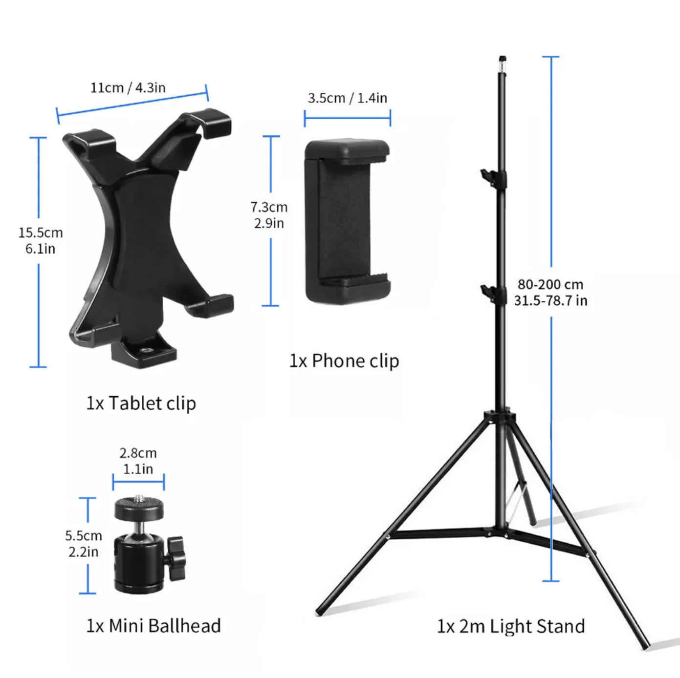 NEW 79" / 2M Adjustable Floor Tripod Stand Stable Universal Tablet Phone Holder Mount for 4-10.6" iPhone iPad Home Office Live Streaming UK