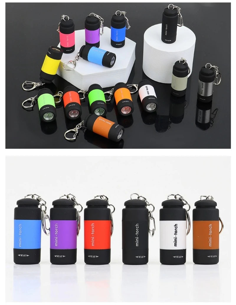 Micro LED Strong Light Pocket Keychain Flashlight USB Rechargeable Waterproof Outdoor Hiking Camping Mini Flashlight Pendant