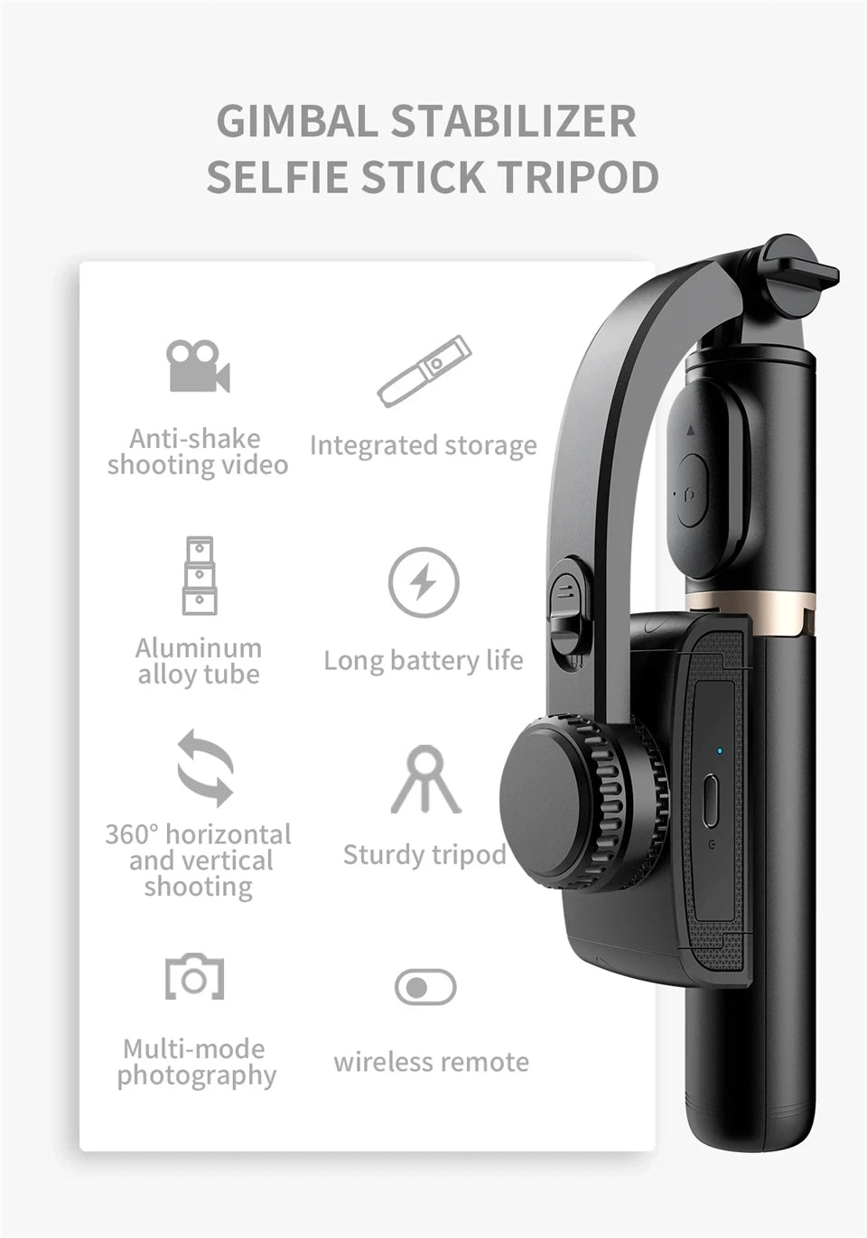 BSLIUFANG NEW mini 360 Rotation Following Shooting Mode Stabilizer Gimbal For Smartphone Live Photography Selfie Stick Tripod