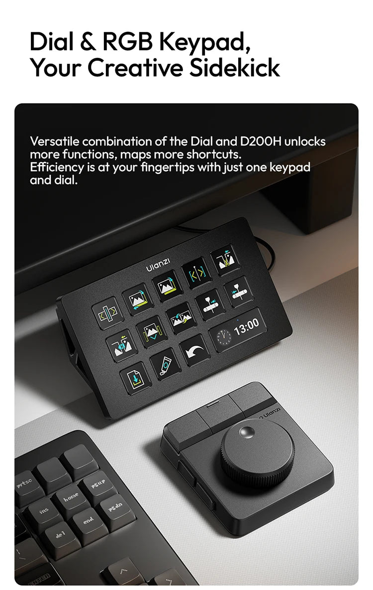 Ulanzi D100H Dial Creative Controller Video Editing Assistant for Youtube Tiktok PR PS Support Bluetooth Key Production Console