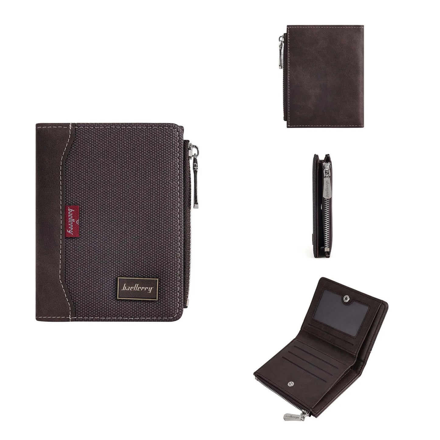 Baellerry Luxury Brand RFID Simple Men's Zipper Wallets Card Holder Male Wallet Photo Holder Coin Pocket Purses for Men