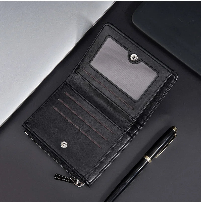 Baellerry Luxury Brand RFID Simple Men's Zipper Wallets Card Holder Male Wallet Photo Holder Coin Pocket Purses for Men