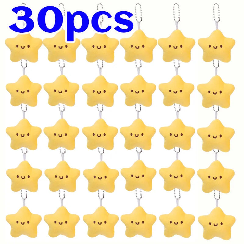 Cartoon Cute Squeezing Stars Plush Toy Keychain for Women Men Fluffy Soft Bag Pendant Mini Yellow Keyring Charms Keyring Gifts