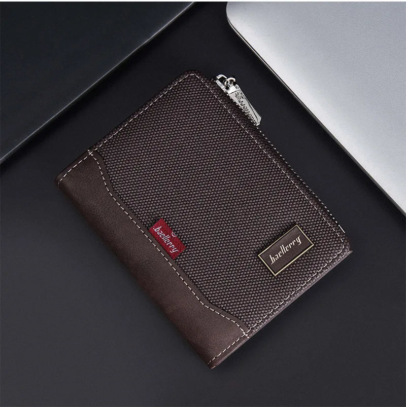 Baellerry Luxury Brand RFID Simple Men's Zipper Wallets Card Holder Male Wallet Photo Holder Coin Pocket Purses for Men