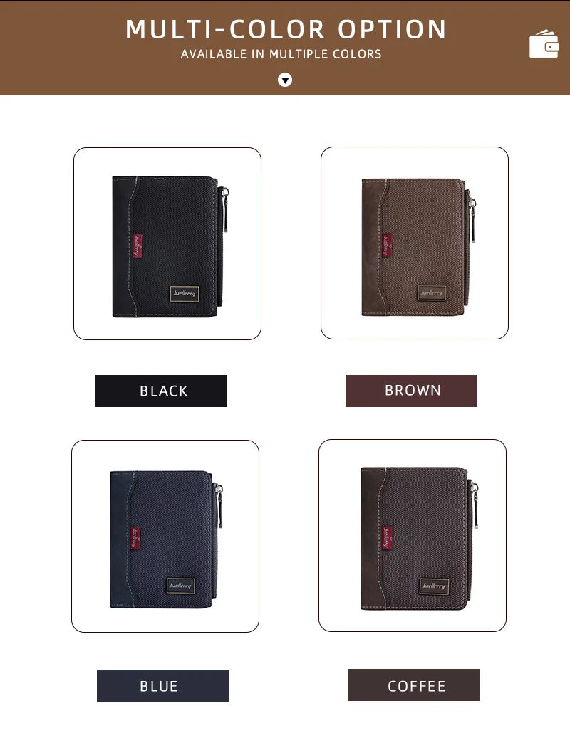 Baellerry Luxury Brand RFID Simple Men's Zipper Wallets Card Holder Male Wallet Photo Holder Coin Pocket Purses for Men