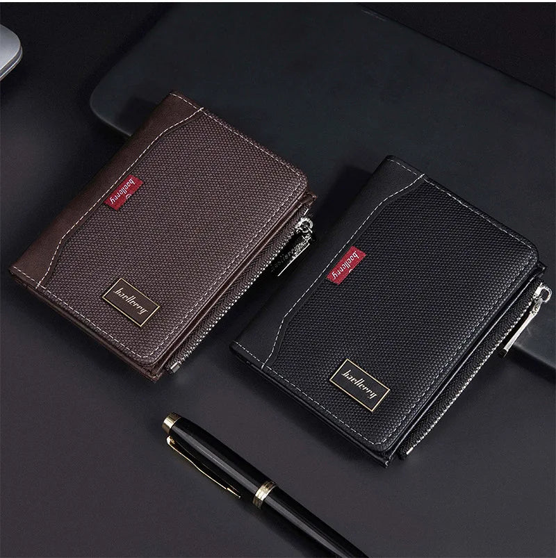 Baellerry Luxury Brand RFID Simple Men's Zipper Wallets Card Holder Male Wallet Photo Holder Coin Pocket Purses for Men