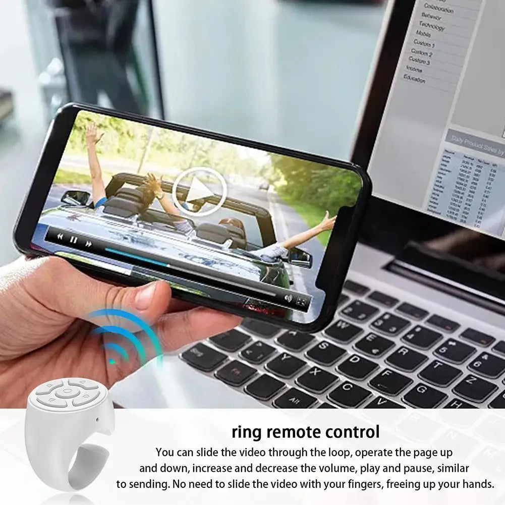 Blutooth Remote Control Scrolling Ring Finger Wireless Mobile Phone Video Selfie Stick Camera Controller Tiktoks Remote