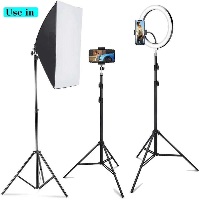 1/2X 1.7M Selfie Stick Tripod Portable Universal Camera Tripod with Mobile Phone Fixing Clip 360° Rotation for Phone Camera Vlog