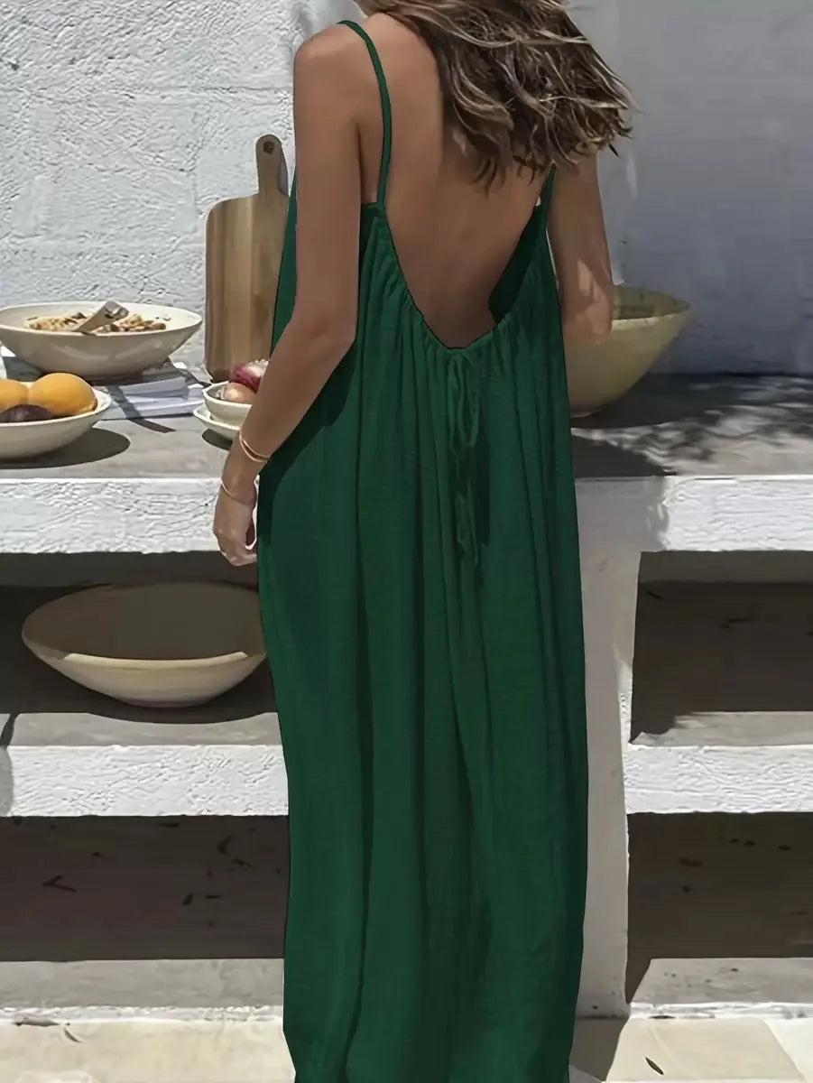 2026 New Women's Strap Dress Open-Back Loose Homewear Dress