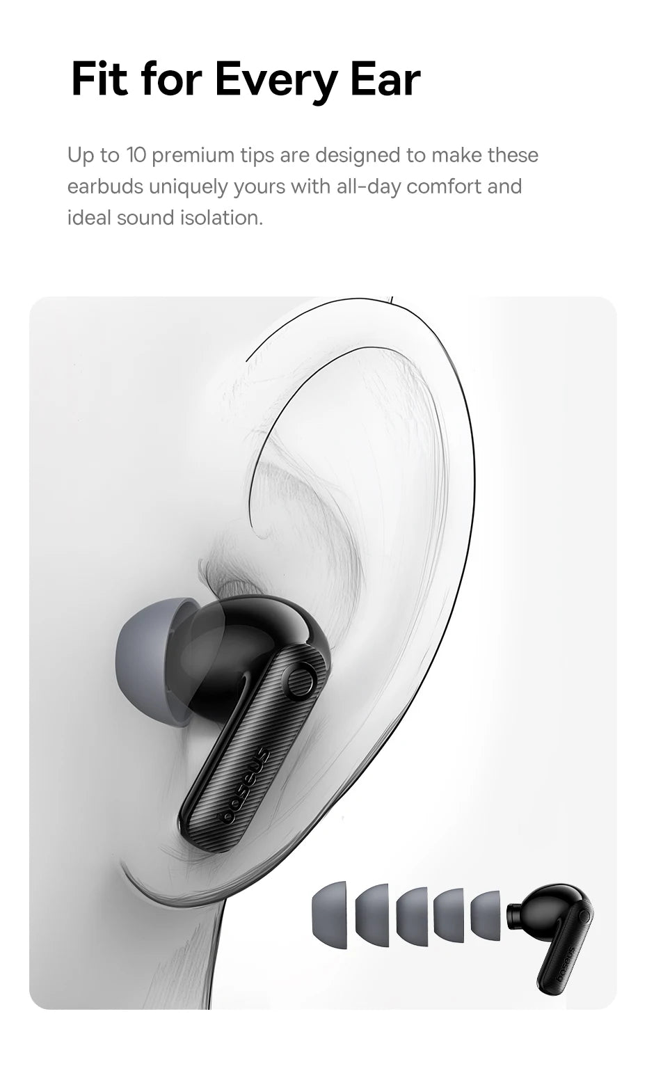 Baseus EP10 Pro ANC Earbuds Wireless Bluetooth 6.0 Earphones 50dB Realtime Adaptive Headphones 6 Mic Hi-Res LDAC IP55  Ear Buds